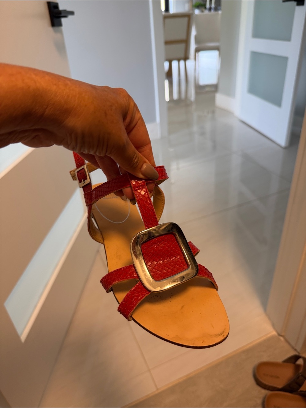 Red Strappy Buckle Women’s Sandals